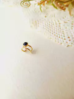 BRINCO PIERCING BANHO OURO COM PEDRA NATURAL AGATHA NEGRA - loja online