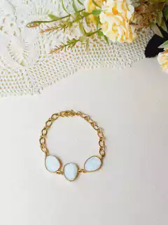 PULSEIRA AJUSTAVEL PEDRA NATURAL SELENITA - Cordão de Luz Joias Finas
