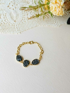 PULSEIRA AJUSTAVEL PEDRA NATURAL PIRITA - Cordão de Luz Joias Finas