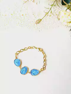PULSEIRA AJUSTAVEL PEDRA NATURAL CIANITA AZUL - Cordão de Luz Joias Finas