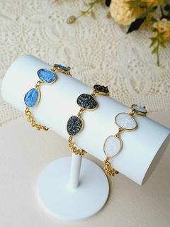 PULSEIRA AJUSTAVEL PEDRA NATURAL CIANITA AZUL - loja online