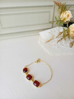 PULSEIRA AJUSTAVEL RETANGULAR PEDRA NATURAL AGATHA VERMELHA na internet