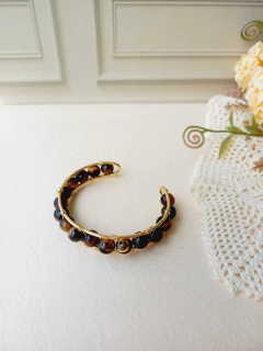 BRACELETE AJUSTÁVEL EM ESFERAS DE PEDRA NATURAL OLHO DE TIGRE na internet