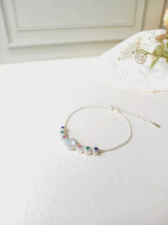 PULSEIRA PRATA 925 CRAVEJADA DE MINI CRISTAIS COLORIDOS - loja online