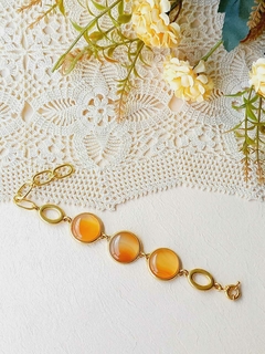 PULSEIRA AJUSTAVEL PEDRA NATURAL AGATHA VERMELHA