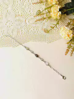 PULSEIRA BANHO RÓDIO COM PEDRAS NATURAIS QUARTZO ROSA, FUME E CRISTAL RUTILADO - Cordão de Luz Joias Finas