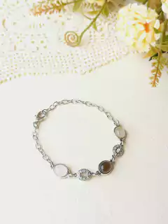 PULSEIRA BANHO RÓDIO COM PEDRAS NATURAIS QUARTZO ROSA, FUME E CRISTAL RUTILADO - comprar online