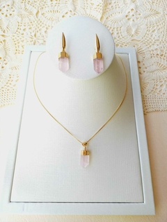 CONJUNTO PRISMA GEOMETRICO QUARTZO ROSA