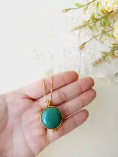 RELICARIO COM FOTO PEDRA NATURAL QUARTZO VERDE na internet