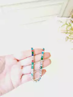 CHOKER RIVIERA GROSSA EM BANHO RODIO CRAVEJADA DE CRISTAIS COLORIDOS - Cordão de Luz Joias Finas