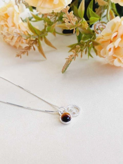 COLAR PRATA 925 SIGNO DE SAGITARIO COM PEDRA NATURAL OLHO DE TIGRE