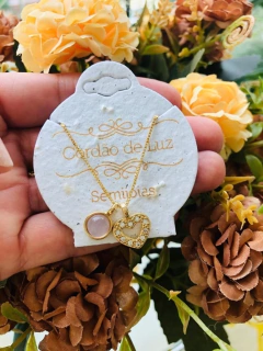 COLAR COM DOIS PINGENTES EM ZIRCONIAS E PEDRA NATURAL AMETISTA