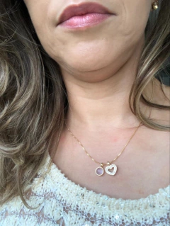 COLAR COM DOIS PINGENTES EM ZIRCONIAS E PEDRA NATURAL AMETISTA - Cordão de Luz Joias Finas