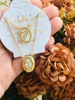 ESCAPULÁRIO DUPLA FACE CONCHA NATURAL MADREPÉROLA