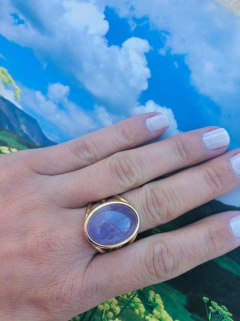 ANEL OVAL COM PEDRA NATURAL AMETISTA - comprar online