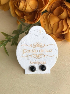 BRINCO BANHO RODIO COM PEDRA NATURAL ESTRELA 6,5 MM - Cordão de Luz Joias Finas