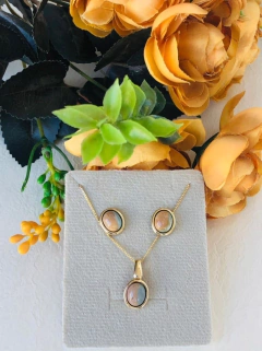 CONJUNTOBANHO OURO 18K PEDRA NATURAL JASPE POLI na internet