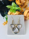 CONJUNTO BANHO OURO 18K E RÓDIO NEGRO PEDRA NATURAL CRISTAL DE ROCHA