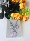 CONJUNTO BANHO RODIO PEDRA NATURAL QUARTZO ROSA PEROLADO