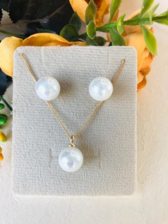 CONJUNTO BANHO OURO 18K PÉROLA SHELL - Cordão de Luz Joias Finas