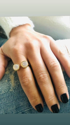 ANEL REGULÁVEL DUAS PEDRAS PEDRA NATURAL DRUSA - comprar online