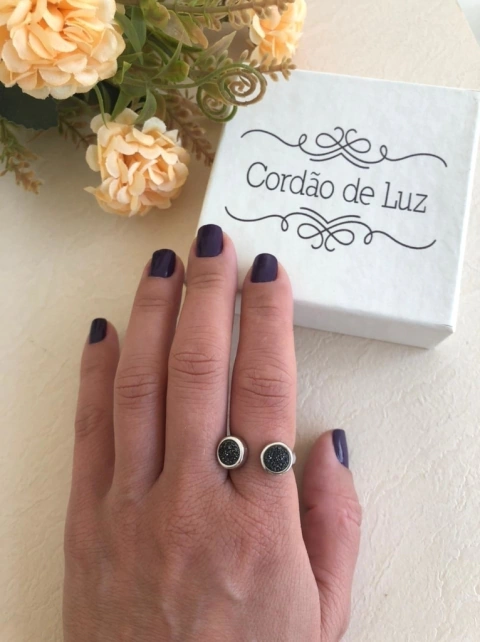 ANEL REGULÁVEL PEDRA DUPLA DE DRUSA