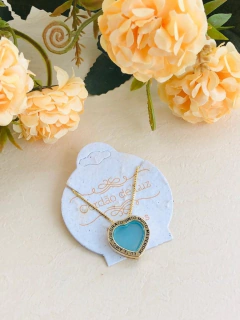 COLAR HOOPONOPONO PEDRA NATURAL AGATHA AZUL CÉU - loja online