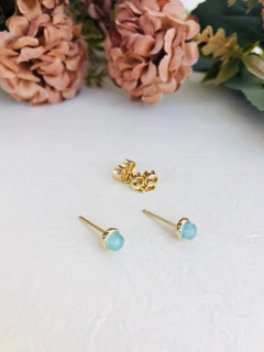 BRINCO PONTO DE LUZ PEDRA NATURAL AGATHA AZUL CÉU na internet