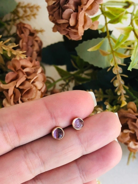 BRINCO PONTO DE LUZ PEDRA NATURAL AMETISTA