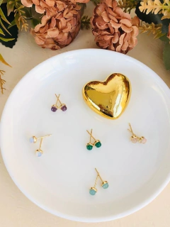 BRINCO PONTO DE LUZ PEDRA NATURAL AGATHA VERDE - loja online