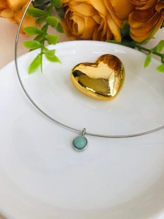 CHOKER LISA COM PINGENTE REMOVIVEL EM PEDRA NATURAL - Cordão de Luz Joias Finas