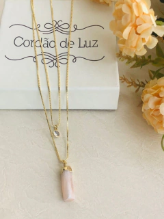 COLAR PINGENTE DUPLO PONTO DE LUZ E A PEDRA SELENITA - comprar online