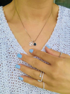 COLAR DOIS PINGENTES REMOVIVEIS ARVORE DA VIDA COM PEDRA NATURAL - comprar online