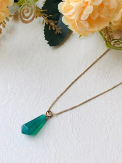 COLAR PRISMA GEOMÉTRICO PEDRA NATURAL AGATHA VERDE na internet