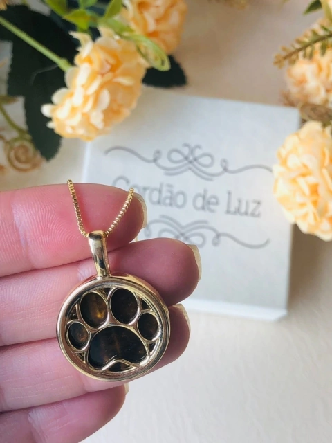 COLAR PATINHA COM PEDRA OLHO DE TIGRE