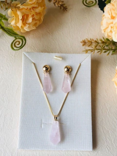 Imagem do CONJUNTO PRISMA GEOMETRICO QUARTZO ROSA