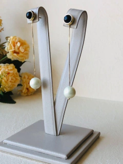 BRINCO PALITO MODULAR PEDRA NATURAL AGATHA NEGRA - Cordão de Luz Joias Finas