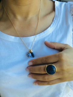 ANEL REDONDO AJUSTÁVEL PEDRA NATURAL SODALITA