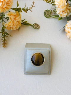 ANEL REDONDO AJUSTÁVEL PEDRA NATURAL OLHO DE TIGRE na internet