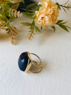 ANEL QUADRADO AJUSTÁVEL PEDRA NATURAL ESTRELA - Cordão de Luz Joias Finas