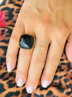 ANEL QUADRADO AJUSTÁVEL PEDRA NATURAL ESTRELA