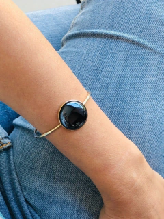 BRACELETE PULSEIRA PEDRA NATURAL REDONDA OLHO DE TIGRE PEROLADA - comprar online