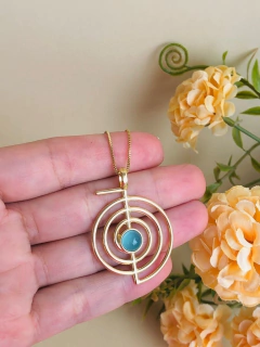 COLAR CHOKUREI PEDRA NATURAL AGATHA AZUL CÉU - comprar online