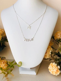 COLAR DUPLO FÉ JESUS EM PRATA 925 - loja online