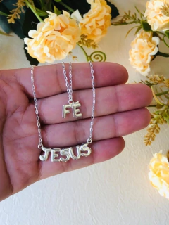 COLAR DUPLO FÉ JESUS EM PRATA 925 - comprar online