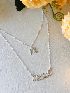 COLAR DUPLO FÉ JESUS EM PRATA 925 - Cordão de Luz Joias Finas