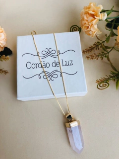 COLAR BANHO OURO 18K PEDRA BRUTA CRISTAL DE ROCHA - loja online