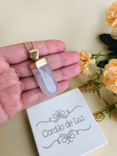 COLAR BANHO OURO 18K PEDRA BRUTA CRISTAL DE ROCHA na internet