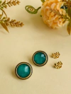 BRINCO BANHO OURO 18K E RODIO NEGRO COM PEDRA NATURAL ESMERALDA FACETADA