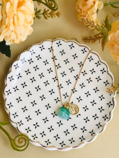 COLAR SIGNO DE VIRGEM COM PEDRA NATURAL AGATHA VERDE